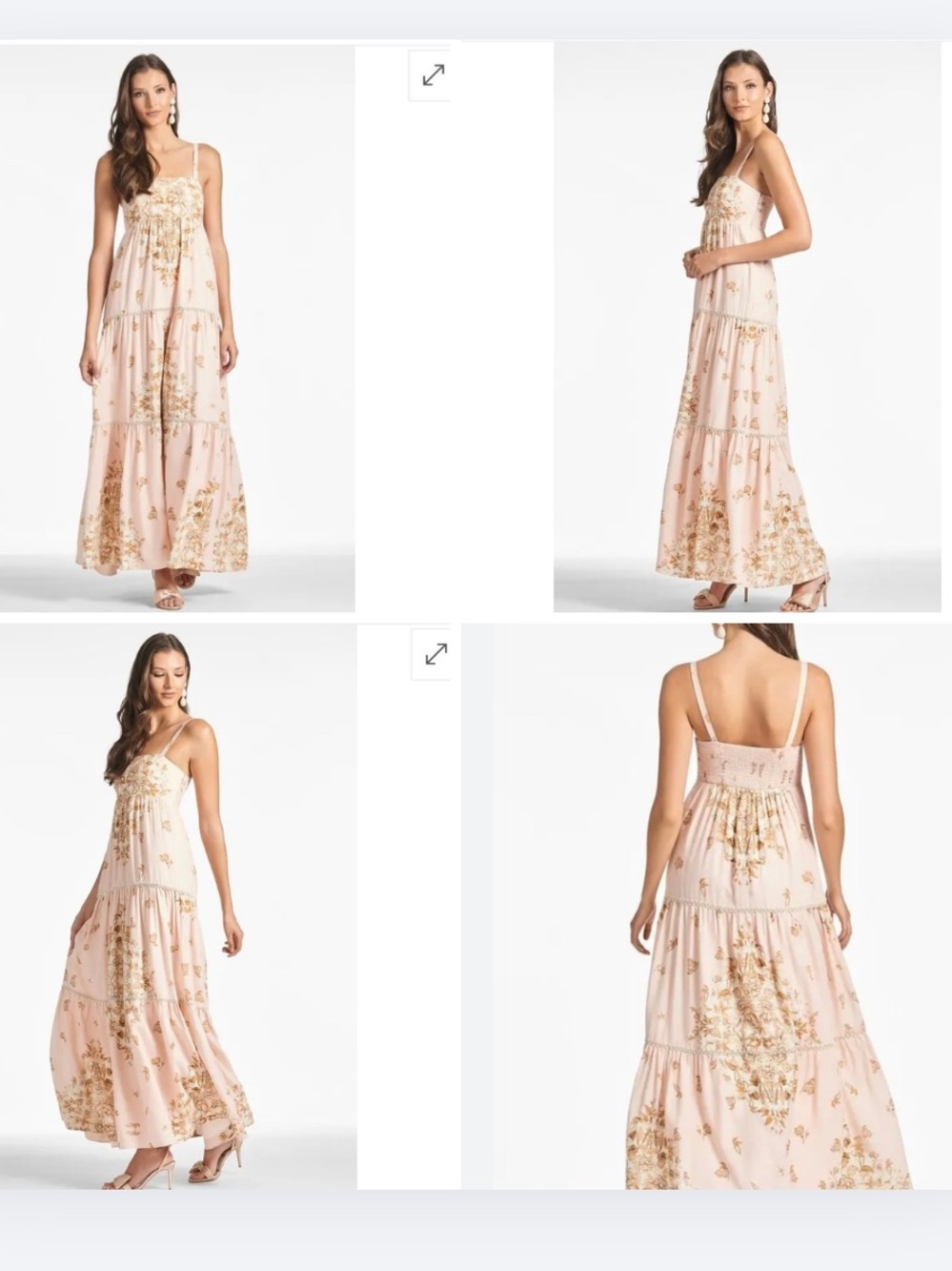 Sachin & Babi Giorno Tiered Floral Linen Blend Maxi Dress Cottagecore Medium - Picture 5 of 16